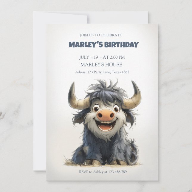 Fun Birthday Invitations with Themed Illustrations (Front)