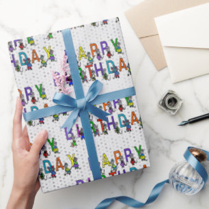 Fun Birthday Mice with Polka Dots  Wrapping Paper