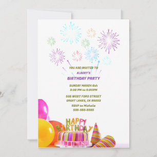 Fun Birthday party colorfull ballons Invitation