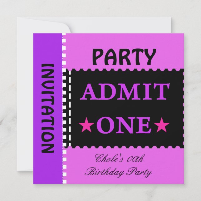 Fun Birthday Party Girls Teen Tweens Purple Invitation (Front)