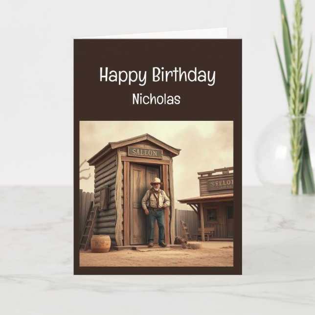 Fun Birthday Western Wild West Humour Card (Front)