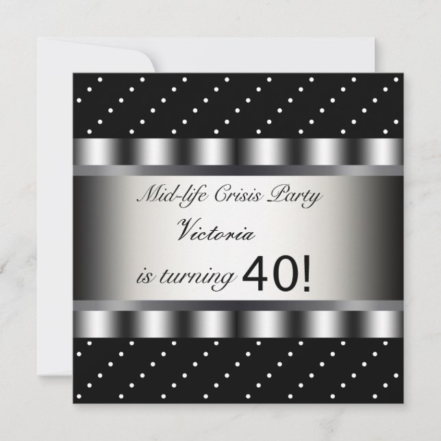 Fun Black 40th Birthday Party Invitation (Front)