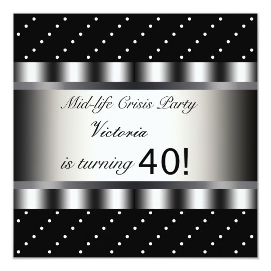 Fun Black 40th Birthday Party Invitation