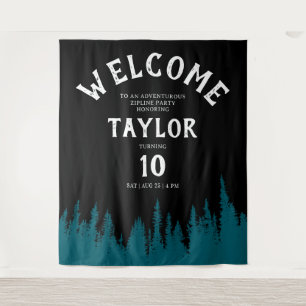Fun Black Adventure Zipline Outdoor Forest Party Tapestry