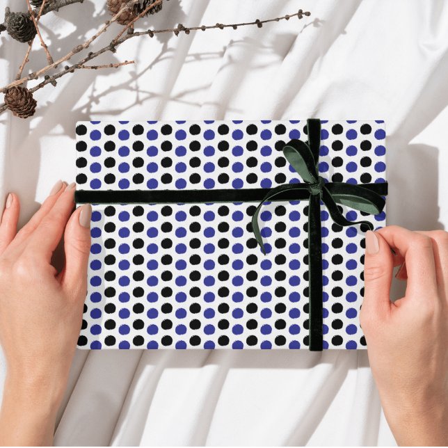 Fun Black and Blue Polka dots pattern Wrapping Paper (Creator Uploaded)