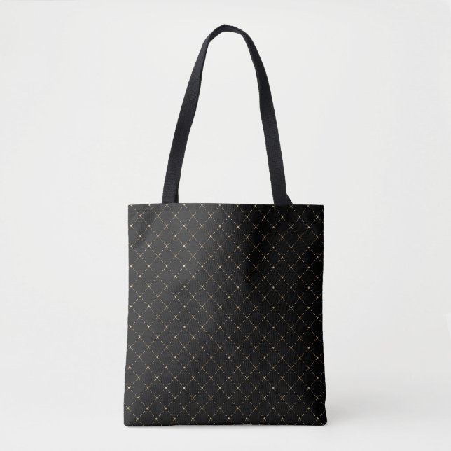 Fun Black and Gold Pattern Honey Bee Tote Bag (Front)