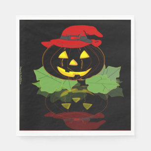 Fun Black And Orange Halloween Party Napkin