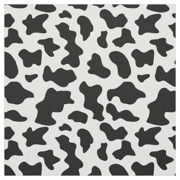 animal print cow pattern black and white fabric Zazzle