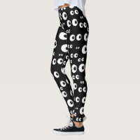 Fun Black and White Eyeballs Pattern Leggings