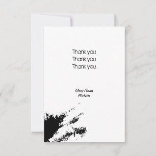 Fun Black and White Graffiti Brushstroke Stain Thank You Card