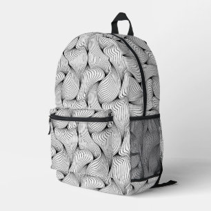 Fun Black and White Interwoven Lines Printed Backpack