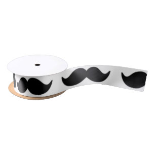 Fun Black and White Moustache Pattern 1 Satin Ribbon