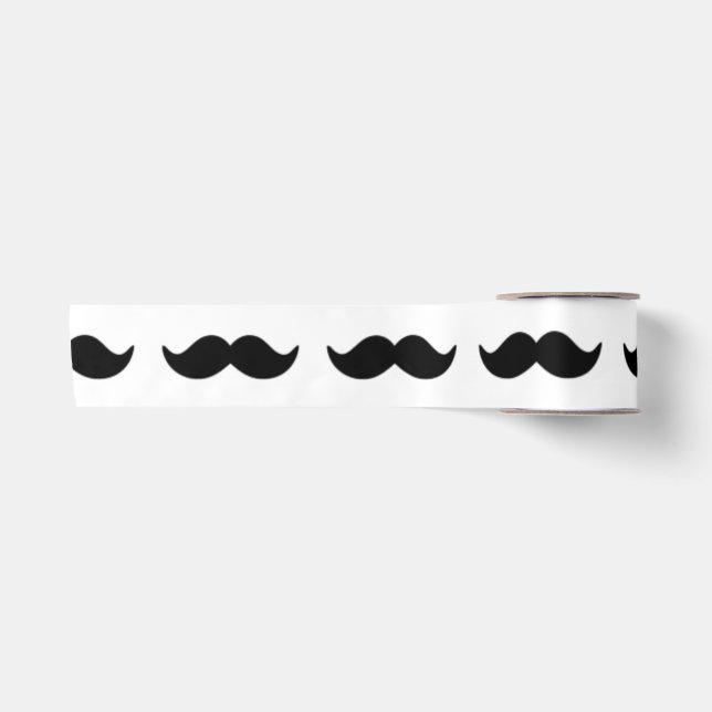 Fun Black and White Moustache Pattern 1 Satin Ribbon (Front)