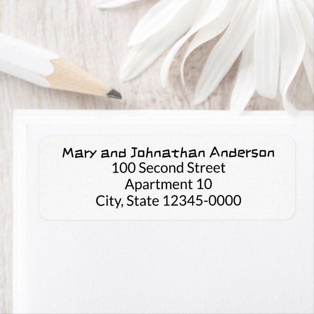 Fun Black and White Name with Return Address (Insitu)