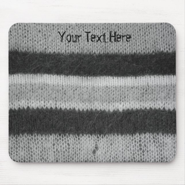 fun black and white retro style knitted mouse mat (Front)