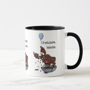Fun Black and White Ringer Mug, Chocolate Moose Mug