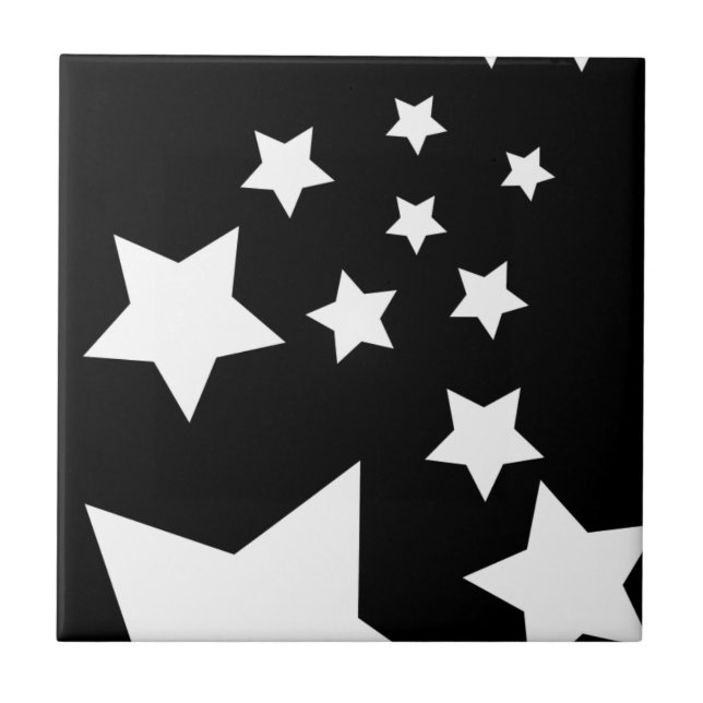 Fun Black and White Star Design Tile (Front)