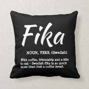 Fun Black and White Swedish Fika Definition Cushion