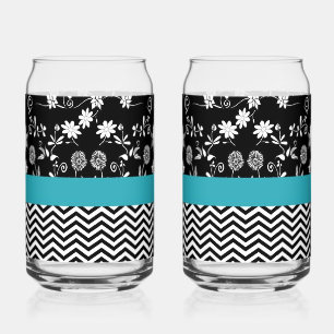 Fun Black and White Two-Print Set Can Glass