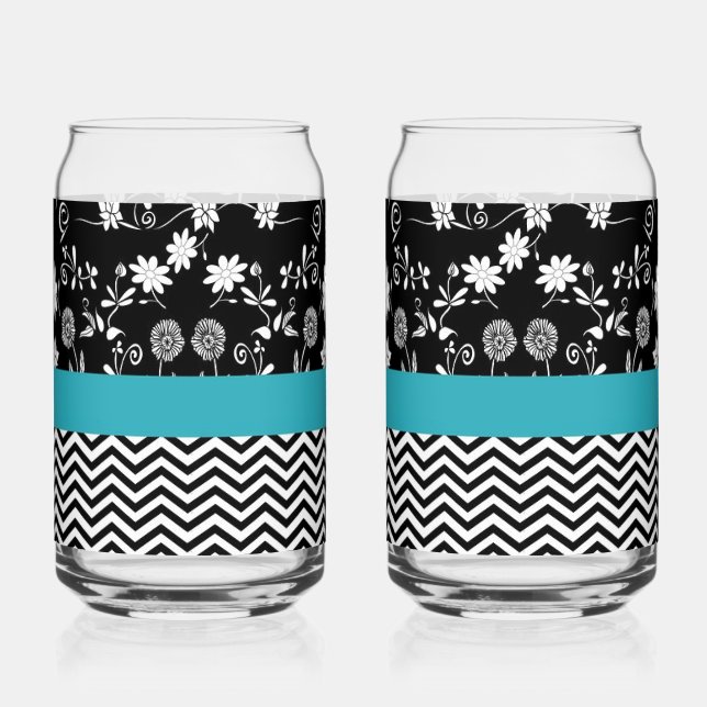 Fun Black and White Two-Print Set Can Glass (Front)
