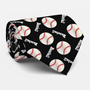 Fun Black Baseball Pattern Tie
