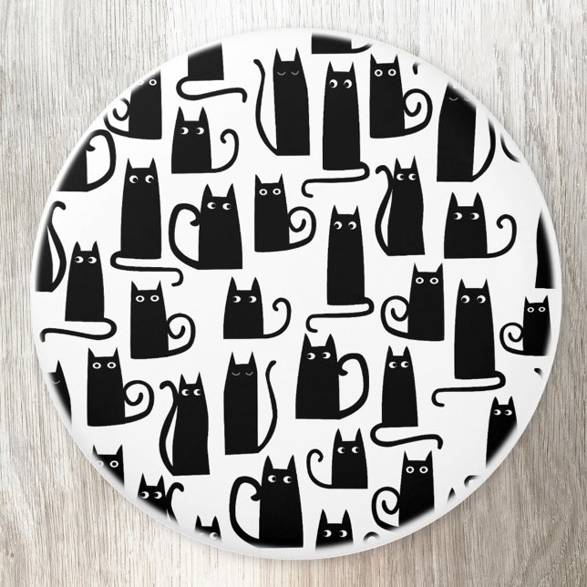 Fun Black Cat Ceramic Knob (Fun black cat pattern ceramic door knob)