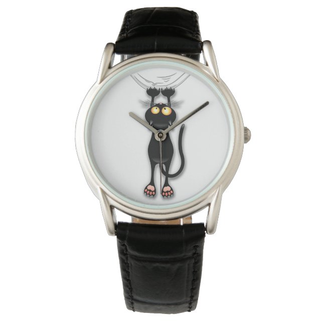 Fun Black Cat Falling Down Watch (Front)