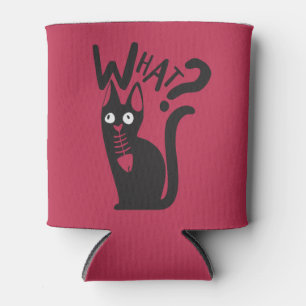 Fun Black Cat Innocent Prank Joke Red Cartoon Can Cooler