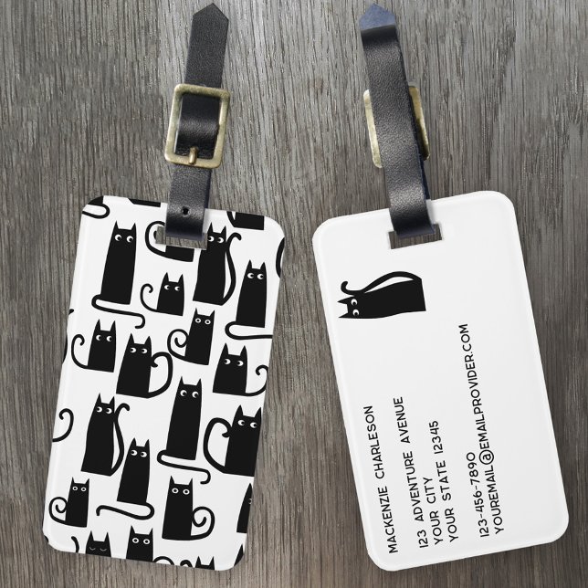 Fun Black Cat Luggage Tag (Creator Uploaded)