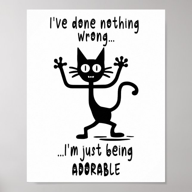 Fun Black Cat Meme Funny Cat Puns Poster (Front)