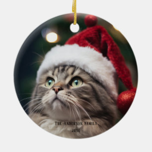 Fun Black Cat Meowy Christmas Tree Ceramic Tree Decoration