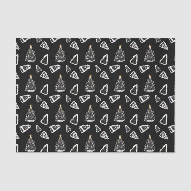 Fun Black Cat Meowy Christmas Tree Tissue Paper (Front)