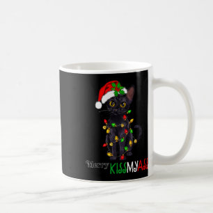 Fun Black Cat Merry Kissmy Xmas Pyjamas Chritsmas Coffee Mug