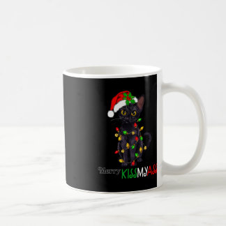 Fun Black Cat Merry Kissmyass Xmas Pyjamas Chritsm Coffee Mug