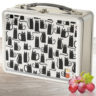 Fun Black Cat Metal Lunch Box