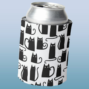 Fun Black Cat Pattern Can Cooler