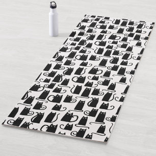Fun Black Cat Pattern Yoga Mat