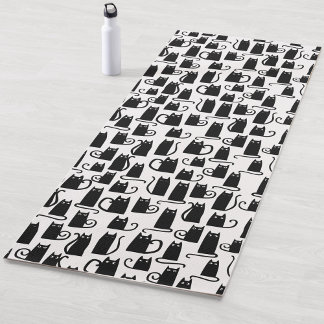 Fun Black Cat Pattern Yoga Mat
