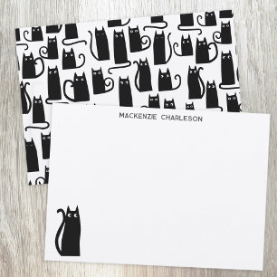 Fun Black Cat Personalised Stationery Card