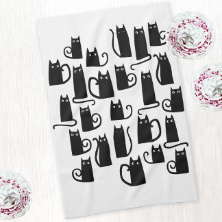 Fun Black Cats Tea Towel