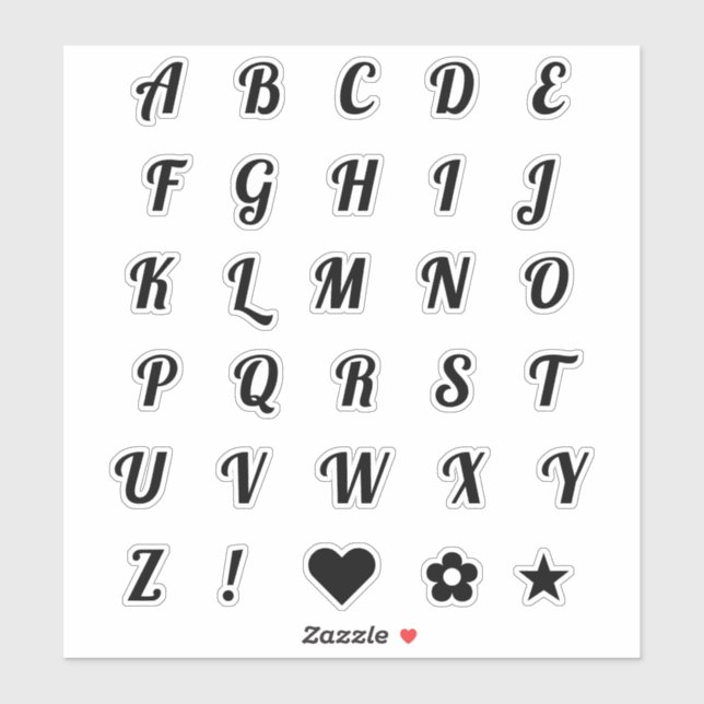 Fun Black Font Alphabet Initial Monogram Letters (Sheet)