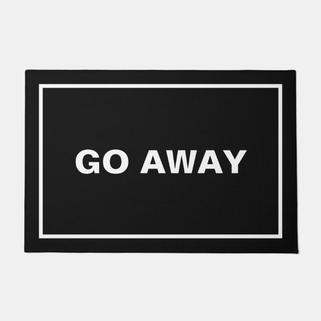 Fun Black Frame Go Away Introvert Sarcastic  Doormat (Front)
