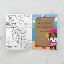 Fun Black Girls Pirate Colour Me Happy Birthday