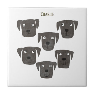 Fun Black Labrador Retriever Dog Custom Name Tile