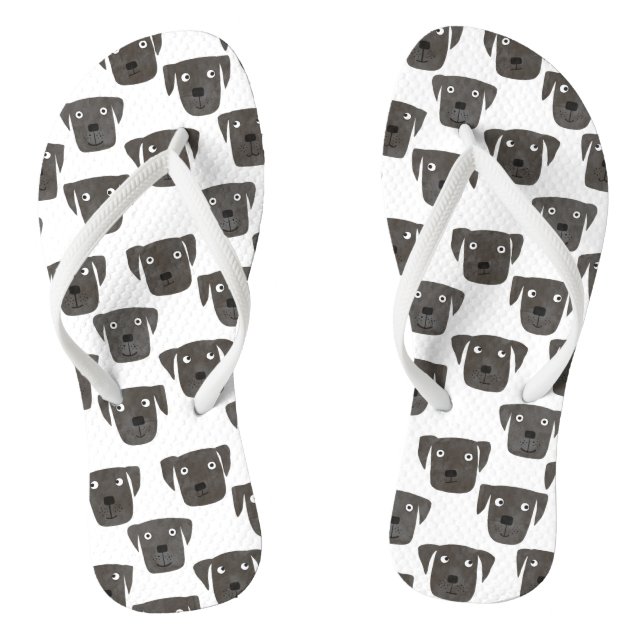 Fun Black Labrador Retriever Dog Flip Flops (Footbed)