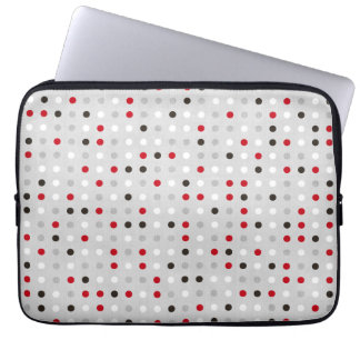 Fun Black Red Grey Polka Dot Pattern Laptop Sleeve