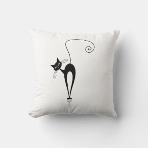 Fun Black Stylised Cats Cushion