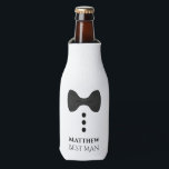Fun Black Tie Best Man Wedding Favour Bottle Cooler<br><div class="desc">These fun foam bottle coolers are designed specially for the Best Man. They feature a fun design of a black tie with three buttons on a white background resembling a tuxedo. The text reads "Best Man" and has a space for his name as well as the wedding couple & date....</div>