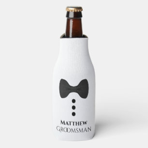 Fun Black Tie Groomsman Wedding Foam Bottle Cooler