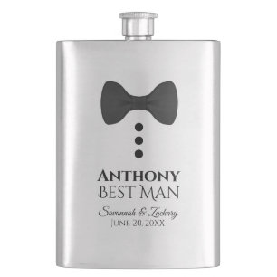 Fun Black Tie Tuxedo Best Man Silver Flask